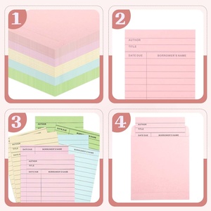 Juego de Bolsillos y Tarjetas para Biblioteca, Personalizables, en Blanco con Líneas para Registrar la Fecha de Devolución del Libro, Tarjeta de Seguimiento de Préstamos, Catálogo - Product Image 3