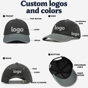 批发定制双色水洗棉爸爸帽子6面板非结构化软棒球帽男士丝绒面料Gorras - Product Image 5