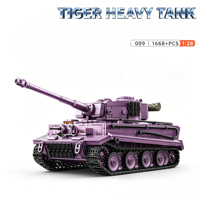 Modèle de char allemand Tiger de la Seconde Guerre mondiale, version Ghost Purple, blocs de construction DIY, jouet militaire en ABS, unisexe, pour les 14 ans et plus