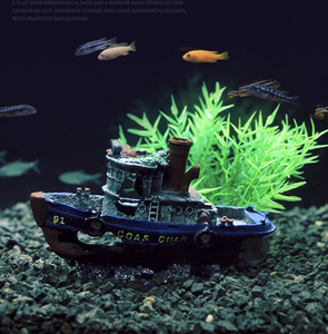 Ornement d'aquarium en plastique écologique, navire coulé, décor de grotte pour aquarium, accessoire de paysage pour aquarium - Product Image 4
