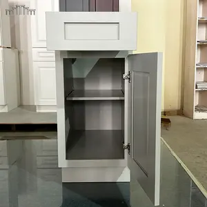 Vietnam Cabinetry Factory Automatic Production Line Ready To Assemble Light Grey Shaker Drawer Door Kitchen Base Cabinets
