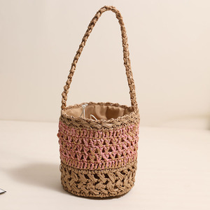 Sac seau en paille tressé à la main à bandoulière unique, style bohème, avec cordon de serrage, pour femme, idéal pour l'été, les voyages à <span class=keywords><strong>Bali</strong></span> et la plage - Product Image 2