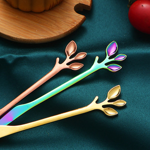 Stainless Steel Cutlery <b>Set</b> Leaf Shape Dessert Fork Knife For Home Use Eco Friendly <b>Hand</b> <b>Wash</b> Only - Product Image 4