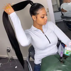 הסיטונאי 10a בתולה ישר כיתה 100% שיער אדם מארג חבילות מוצר קינקי ישר חבילות - Product Image 1