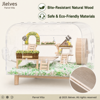 Cage en céramique transparente sans plomb pour hamsters – Conception anti-mastication et rafraîchissante – Compatible lave-vaisselle – Marron noisette