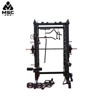Rack de musculation multifonction avec machine Smith et montants pour salle de sport à domicile, club de fitness commercial et centre d'entraînement