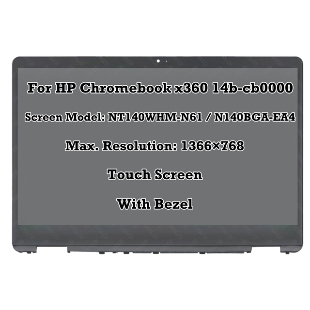14" HD Replacement Display for HP Chromebook x360 14b-cb0033dx LCD Touch Screen Digitizer Assembly