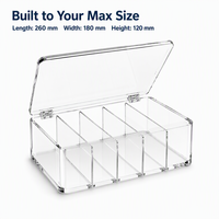 Boîte de rangement pour câbles en acrylique Calic, transparente, avec 6 compartiments, couvercle rabattable, pour le rangement des chargeurs, taille personnalisée, OEM, vente en gros