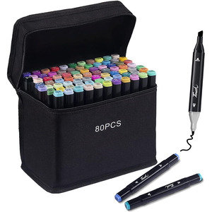 Ensemble de marqueurs à alcool à double pointe de 80 couleurs, marqueurs d'art professionnels pour le dessin, l'illustration et le croquis, fournitures artistiques, sac - Product Image 3