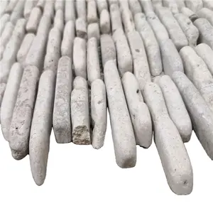 Best price wooden gray travertine white pebble marble floor mosaic tile made in china