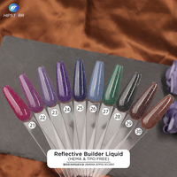 HEMA FREE & Gel de construction liquide pour extension d'ongles, à la consistance fine, brillant et pailleté, effet argent réfléchissant, en flacon