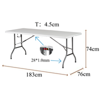 Table en plastique portable de haute qualité blanche de 180cm pliable en deux avec serrure pour fête en plein air