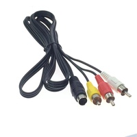 Câble AV OEM Mini Din 7 broches vers 3 RCA plaqué or à angle droit avec paire torsadée tressée pour moniteur et haut-parleur