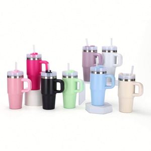 Nuevo Vaso Térmico Infantil de Acero Inoxidable de 14 oz con Asa, Portátil para Coche, Mini, Multicolor, con Pajita, para Bebidas Frías/Calientes, Mantiene la Temperatura de 6 a 12 Horas - Product Image 1