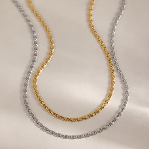 Collier chaîne maille marin épaisse et bombée en acier inoxydable plaqué or 18 carats, couleur or, bijou décontracté pour anniversaire - Product Image 5