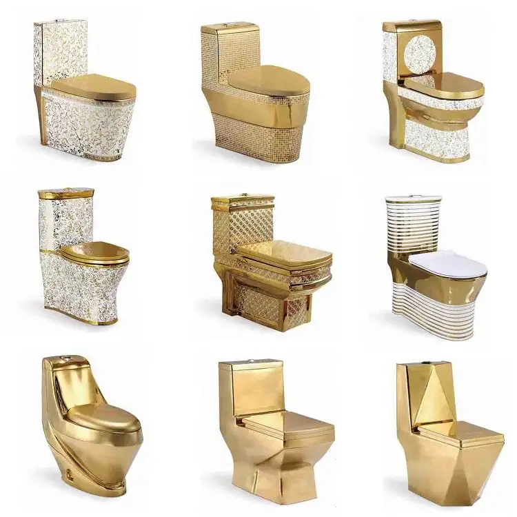 Gold chinese wc toilet s trap wc toilet Round Floor Mounted luxury western bathroom ceramic toilet cn guci gold ceramic concealed tank
