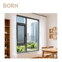 Ventana Abatible de Aluminio con Vidrio Templado, Impermeable, Hermética, Anti-UV, de Marco Delgado, Directo de Fábrica, para Cine en Casa