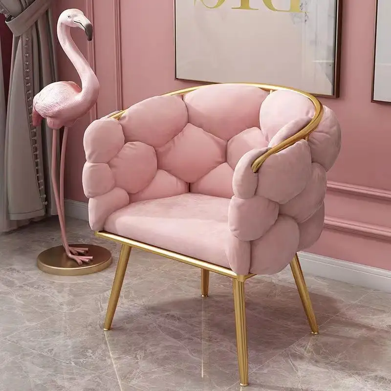 소파 핑크 저렴한 금속 북유럽 단일 벨벳 사무실 의자 럭셔리 디자인 Upholstered 현대 홈 거실 소파 세트 가구