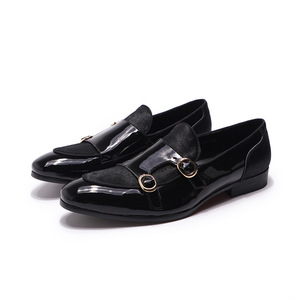 Chaussures en cuir pour hommes, chaussures de soirée pour gentleman, cuir verni avec crin de cheval, chaussures monk haut de gamme à double boucle - Product Image 6