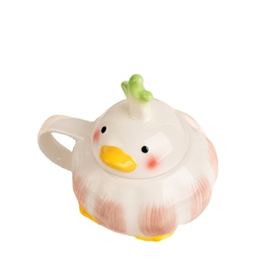 Taza de cerámica pintada a mano con dibujos animados bonitos, taza creativa, taza de <span class=keywords><strong>Patito</strong></span> con tapa, tazas de desayuno de cerámica para el hogar - Product Image 4
