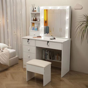 Table de maquillage moderne au design simple <span class=keywords><strong>Petite</strong></span> table de toilette pour meubles de chambre à coucher Coiffeuse de haute qualité bon marché avec lampe <span class=keywords><strong>Commode</strong></span> de rangement - Product Image 6