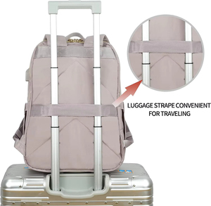 Новый материал Стильный водоотталкивающий нейлоновый рюкзак для путешествий/бизнес-рюкзак для ноутбука для женщин с USB-портом для зарядки - Product Image 5