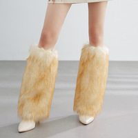 Couvre-jambes en fausse fourrure de loup gris, chauds et respirants, effet push-up, style Y2K, pour bottes, chaussettes en peluche sexy pour fille, unisexe, collection automne-hiver