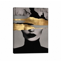 Art mural abstrait de visage de femme, impression sur toile noir, or, gris, décoration moderne pour salon, chambre, bureau, hôtel, appartement