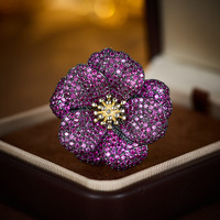 Bros Pin Camellia Zirkon Mikro-pave Mewah TIANSHE, Peniti Mode Eksklusif Kelas Atas, Hadiah Hari Ibu