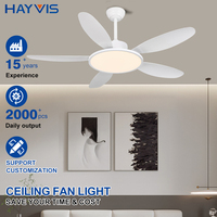 Ventilateur de plafond LED avec lumière, 42 pouces, en fer et ABS, 5 pales, 6 vitesses, avec variateur d'intensité, idéal pour salon et salle à manger