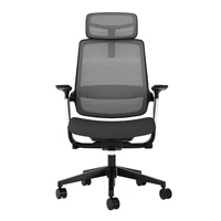 Chaise de bureau ergonomique à dossier haut avec accoudoirs 3D réglables, support lombaire, pivotante, vérin à gaz classe 4, base en nylon