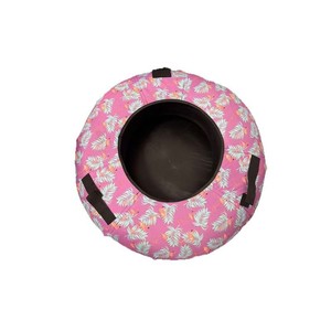 Tobogán de nieve personalizado con estampado tropical rosa para 2 personas, base rígida y gruesa para terreno seco, uso universal. - Product Image 1