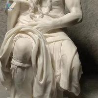 Statue de Moïse en marbre blanc Luca |   Sculpture de Prophète assis, sculptée à la main, style Michel-Ange, pour villa, jardin, musée, sur mesure