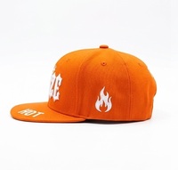 Casquette Snapback Hip-Hop Streetwear Orange Unie avec Broderie 3D Flamme BLAZE pour Adolescents et Skaters – Vente en Gros