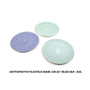 แผ่นรองแก้วพลาสติก33ซม. สีฟ้าน้ำทะเล - Product Image 1