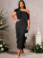 New Sexy Low Cut Deep V-neck Dress Birthday Tassel One Step Dress Bodycon Plus Size Dress