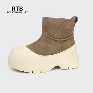 Frauen wasserdichte Kuh Wildleder Leder Schneeschuhe Wolle gefüttert dicke Sohle warme Winters chuhe - Product Image 1