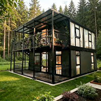 FLKT Maison pliante moderne à double aile sur deux étages, structure en acier, maison préfabriquée de luxe, villa mobile à deux étages