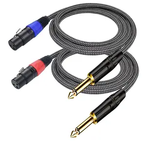Kabel Audio 6.35MM pria 1/4 TS ke 3pin Xlr kabel Jack wanita untuk mikrofon kualitas tinggi panjang kustom 1m 3m 5m hitam PVC 6MM