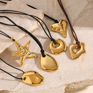 Bulk Fashion Pendant Necklace 316L Stainless Steel 14k 18k Pvd Gold Plated <b>Rope</b> Necklace for Women - Product Image 3