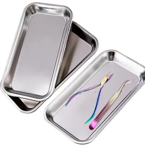 1 pièce Plateau de rangement cosmétique en acier inoxydable, plateau pour équipement de nail art, plateau chirurgical dentaire, plateau pour manucure et faux ongles, outils - Product Image 1