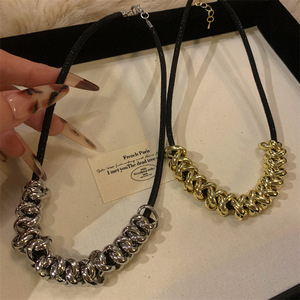 1 pièce Collier ras-du-cou classique pour femme en alliage noir avec chaîne à maillons et cordon, bijoux pour le quotidien, <span class=keywords><strong>la</strong></span> <span class=keywords><strong>plage</strong></span> et les fêtes - Product Image 5