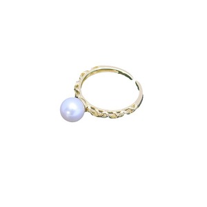 Bague en argent S925 de style vigne avec perle d'eau douce blanche de 7-8 mm, petite, légère, forte, presque parfaite - Product Image 2