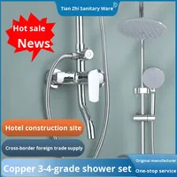 Système de douche pluie classique 3 fonctions avec bec de baignoire, en cuivre robuste, vanne en céramique, finition chrome poli, pour usage hôtelier, garantie 5 ans