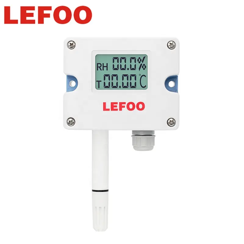 LEFOO ducted type digital modbus temperature and humidity sensor LCD display 4-20ma temperature humidity transmitter