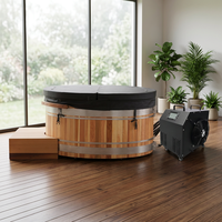 Baignoire de récupération sportive extérieure en bois de cèdre massif et acier inoxydable pour bain froid, 1 personne