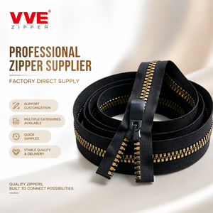 Professionnel, robuste et résistant # 15 Fermetures éclair doubles en résine à extrémités ouvertes avec dents plaquées or pour vestes et tentes de luxe, support OEM <span class=keywords><strong>VVE</strong></span> - Product Image 1