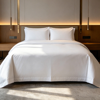 Hotel-Bettwäsche Luxus 100% Baumwolle Satin Weiß Atmungsaktives Bettwäsche-Set für Gastgewerbe