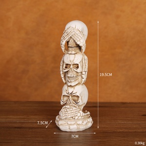 Estatua de Calavera, Cabeza de Esqueleto, Escultura de Mesa con Calaveras Apiladas, Figura Divertida de Calaveras Triplemente Apiladas que No Escuchan, No Hablan ni Veen lo Mal - Product Image 5