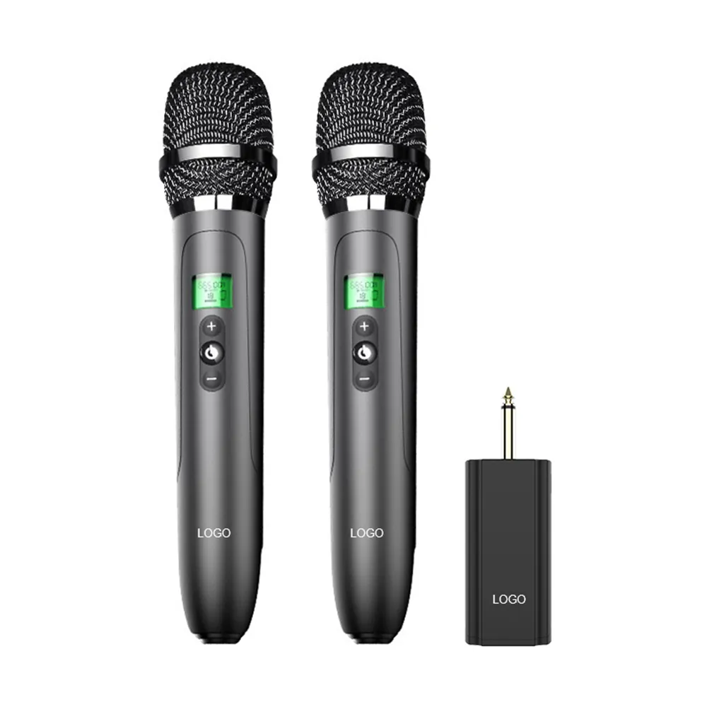 Mikrofon Nirkabel Isi Ulang Ganda Profesional Mikrofon Omnidirectional Karaoke dengan Layar LED Impor Inti Mikrofon Dinamis